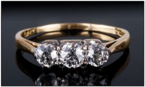 Antique 18ct Gold Set Three Stone Diamond Ring. The Diamonds of Good Colour. Est Weight 60pts.