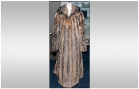 Ladies Fox Fur Full Length Coat, fully lined. Slit pockets, Collar with revers.