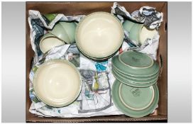 Collection of Denby `Calm` Design Pottery. Microwave and Dishwasher Safe.