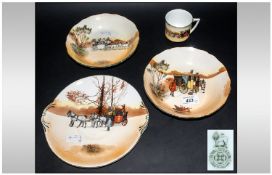Royal Doulton Series Ware `Coaching Days`, three pieces comprising two shallow bowls, 7.75 inches