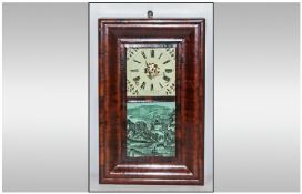Antique - American Elias Ingraham & Co Stained Walnut Cased 8-Day Wall Clock, with Alarm, Strikes
