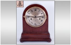Gustau Becker Dome Shaped Mahogany Cased Mantle Clock,with 8 day striking movement on a gong.