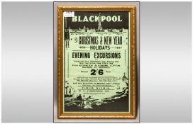 Rare Blackpool Vintage Poster, Christmas & New Year. 1936-37 Holidays. W.C.Standerwick Travel Ltd.