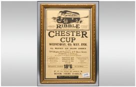 Vintage Chester Cup Races Poster 1936. Travel by Riffle Motor Services Ltd. (Book Early) 12x18``