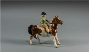 Beswick Rider & Horse Figure `Girl On A Pony` Skewball, model number 1499. Designer A Gredington.