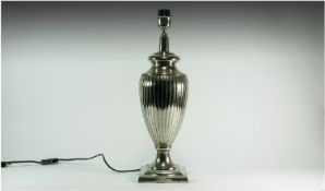 Williams Of Sheffield Impressive Silver Plated Tall Ovoid Fluted Table Lamp Stands 20.25`` in