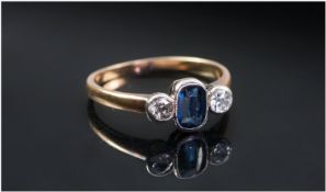 18ct Gold Antique Diamond & Sapphire Ring, Ring Size L