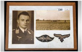 Framed Glazed Picture in the style of WW2 Luftwaffe Officer
