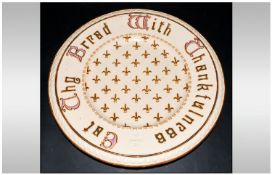 Rare W.H.Goss Pottery Bread Plate impressed mark. Circa 1858-1862. Design to the centre with a