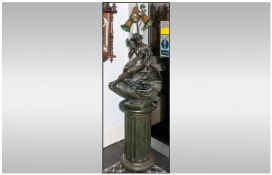 Bronzed Resin Water Feature & Light Fitting depicting a water maiden with a swan. Incorporated a