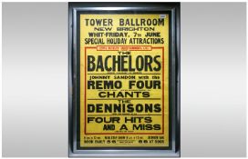 Vintage Tower Ballroom Poster `New Brighton, The Bachelors, The Dennisons` 23x33``