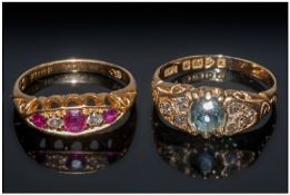 Two Edwardian Gemset Rings Of Typical Form With Gallery settings, Both Fully Hallmarked, One