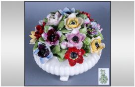 Royal Doulton Large China Floral Posy, polychrome flowers in a white bowl