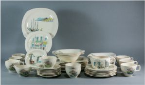 Midwinter Riviera Pattern 43 Piece Dinner & Tea Service, original drawing by Sir Hugh Casson,