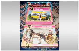 A Collection Of Sindy Toys To Include A Gig And Horse, Sindy Caravan, Sindy Range Rover.  All Boxed