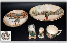 Royal Doulton `Dickens Ware` Series, five pieces, comprising large oval dish, `Poor Jo`, 11 inches