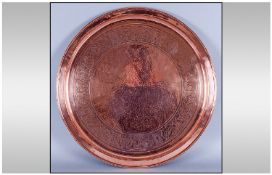Keswick School Of Industrial Arts Large Copper Tray, 22 inches in diameter, C1890`s. Celtic Knot &