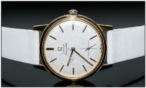 Omega Seamaster 30 Gents Gold Plated Wristwatch fitted to a white leather strap. Circa 1960`s.