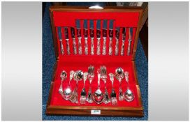 Canteen Of Cutlery, Kings Pattern, Velvet Lined Fitted Box, 38 Pieces, Overall Good Condition.