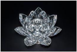 Swarovski Crystal Water lily Candle - Holder with Crystal Ball Feet, Designer Max Shreck. Diameter