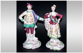 Spode Chelsea Figures No 1 Pair of Gentleman and Lady Figures in 18th Century Dress, the figures