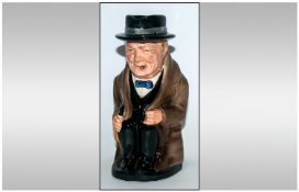 Royal Doulton Toby Jug ` Winston Chruchill ` D6171. Designer Harry Fenton, Height 9 Inches. Mint