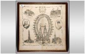 Blackpool Silk Printed Souvenier `A Present From Blackpool` depicting the Great Ferries Wheel, New
