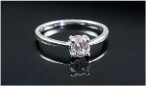 White Gold Diamond Solitaire Ring, Approximately .5ct Ring Size M½