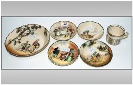 Royal Doulton Series Ware, six pieces, comprising two `Bobble Burns` small dishes, `Green Grow The