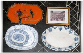 Small Collection of Items comprising Asiatic pheasant meat plate, Albion meat plate, blue and white
