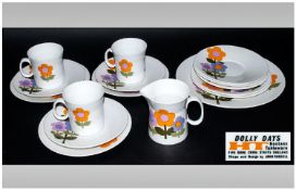 Retro China Dolly Days Hostess Tableware Part Tea Set, shape and design by John Russell, c1966; 17