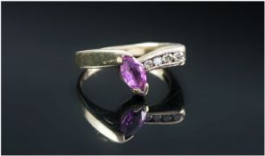 9ct Gold Diamond & Pink Sapphire Ring, Ring Size L