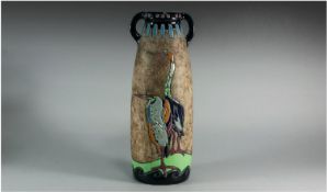 Amphora Austria Campina Twin Handled Enamelled Vase, Stands 14`` in height.