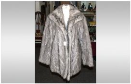 Ladies Platinum Mink Three Quarter Length Coat, Collar with revers, hook & loop fastenings. Fully