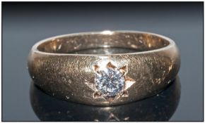 A 9ct Gold Pavee Set Single Stone Diamond Ring The brilliant cut diamond within a star. Estimated