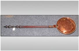 Antique Copper Bed Warming Pan. Length 45 Inches.