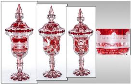 Bohemian Exhibition, Quality Ruby Cut and Flashed 19th Century Glass Goblet and Cover Of The Finest