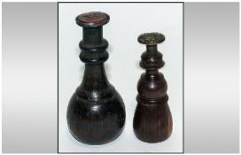 Two 19th C Turned Treen Desk Seals, Largest 85mm