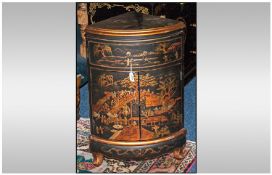 Chinese Style Small Corner Cupboard, with two doors and a central drawer to the front. Decorated in