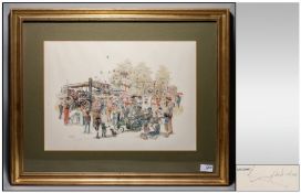Geldart Coloured Limited Edition Pencil Signed Print `Fun at the Fairground` 100/200. Signed in