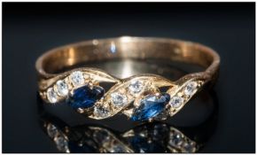 Ladies 9ct Gold Set Sapphire and Diamond Dress Ring.