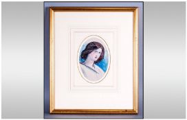 William Edward Frost R.A (19th Century) Young Woman, Watercolour. Oval 5.75x4``