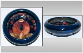 W. Moorcroft Small Inverted Shallow Bowl ` Pomegranate and Berries ` Pattern. c.1920`s. 3.5 Inches