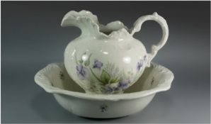 Staffordshire Pottery Water Jug and Bowl 16 inches in diameter
