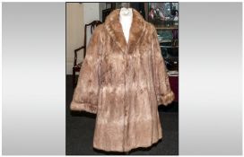 Ladies Three Quarter Length Blonde Musquash Coat, fully lined. Hook & Loop Fastening. Label inside