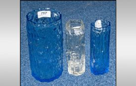 Three Whitefriar Style Glass Vases,