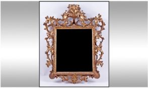 George III Ornate and Period Gilt Wood Bevelled Glass Wall Mirror, of Good Quality. c.1800. Size 22