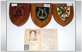 3 x Shields in British Army Style with an Identity card