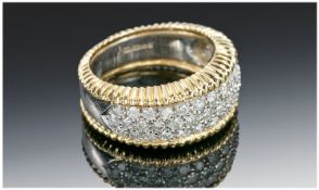 18ct Gold Diamond Cluster Ring, 43 Pave Set Round Modern Brilliant Cut Diamonds Set In White Gold