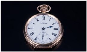 Waltham Gold Plated Open Faced Pocket Watch. Circa 1910. Guaranteed to be Made of Two Plates of